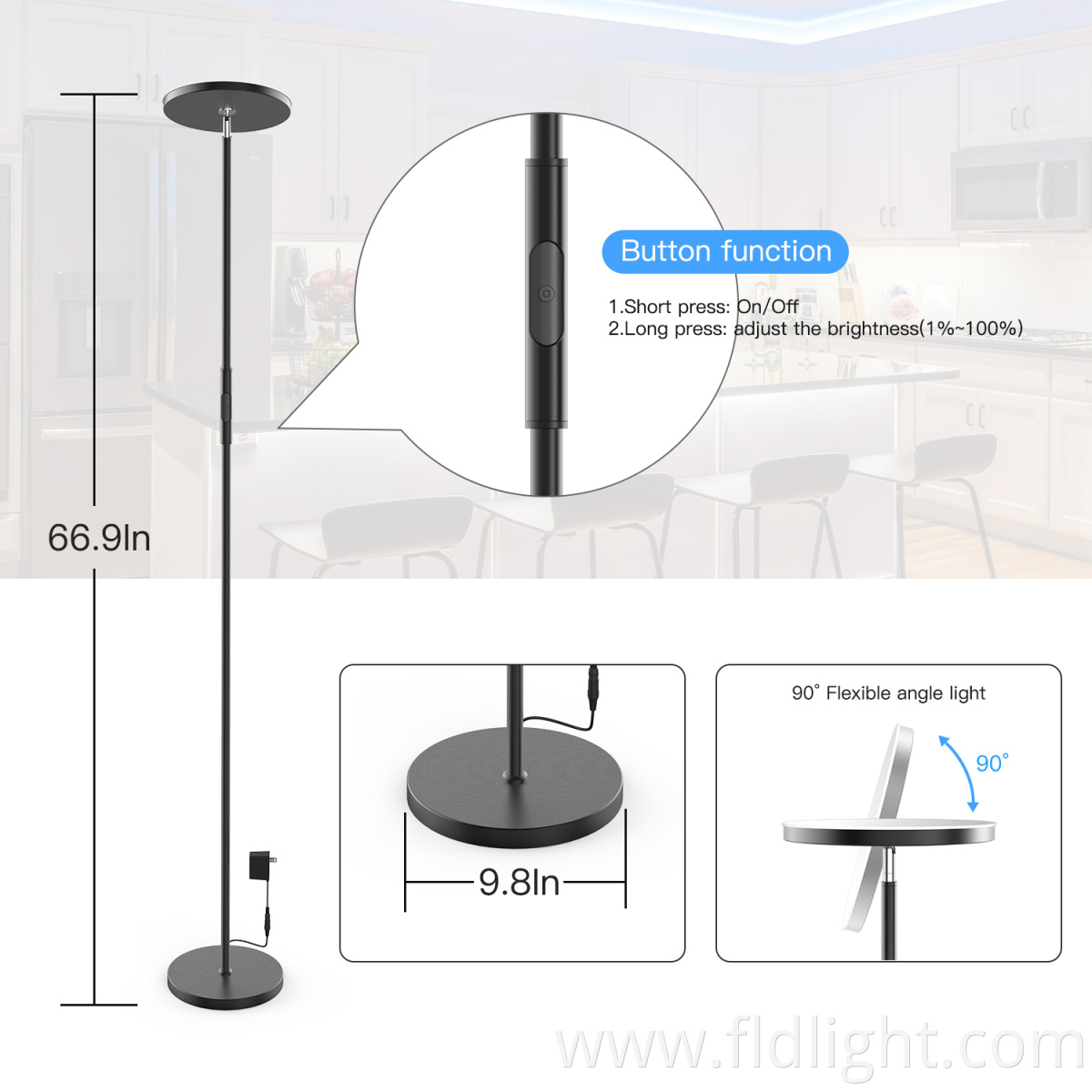 Super Bright Floor Lamp High Lumen Light 